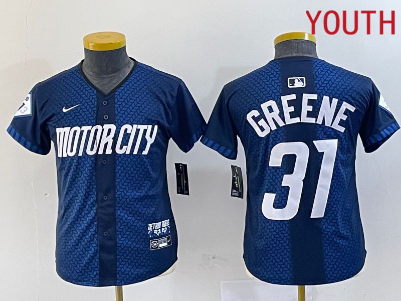 Youth Detroit Tigers #31 Greene Blue City Edition Nike 2024 MLB Jersey style 1->youth mlb jersey->Youth Jersey